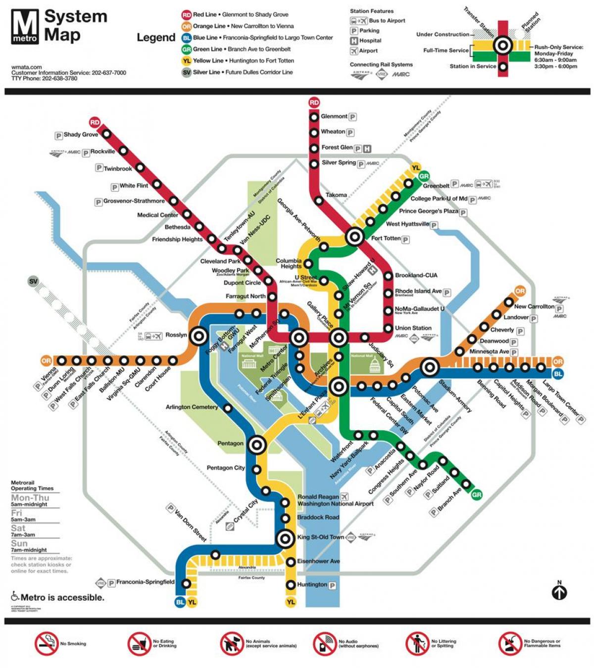 washington dc transporte público mapa