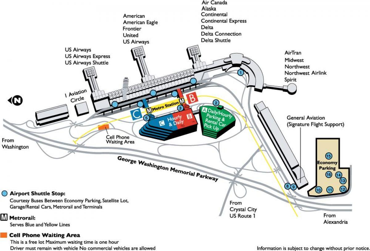 ronald reagan washington nacional aeroporto mapa