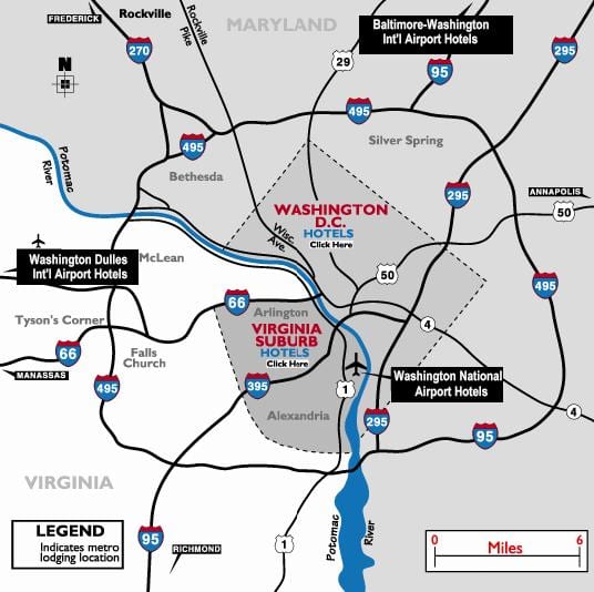 área metropolitana de washington dc aeroportos mapa