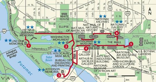 washington camiñando mapa