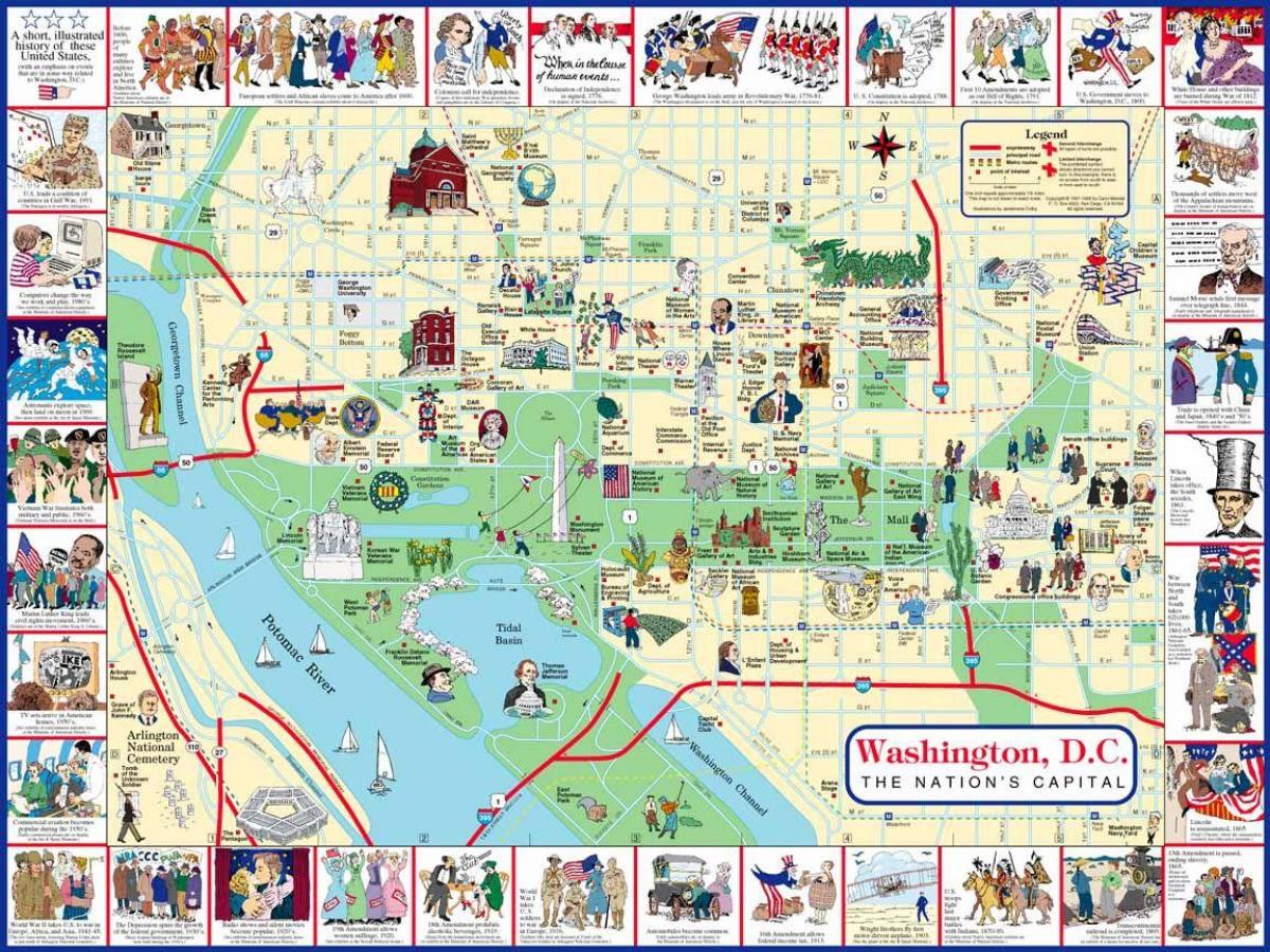mapa de sendeirismo mapa de washington dc atraccións