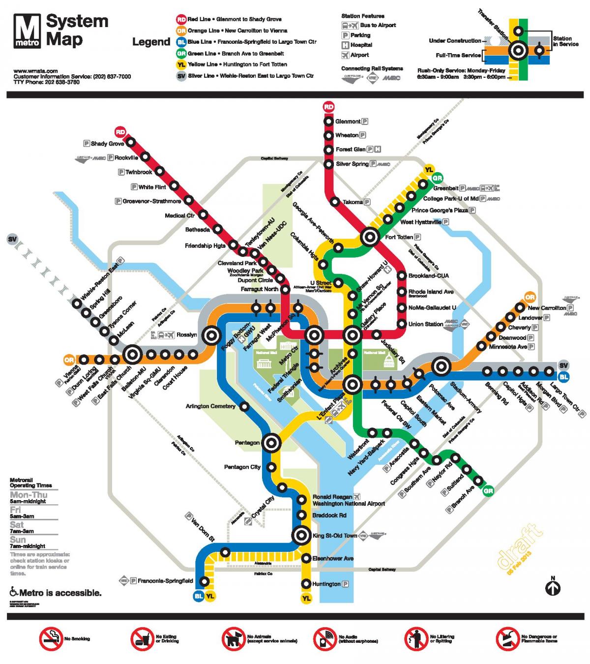 washington dc liña de metro mapa