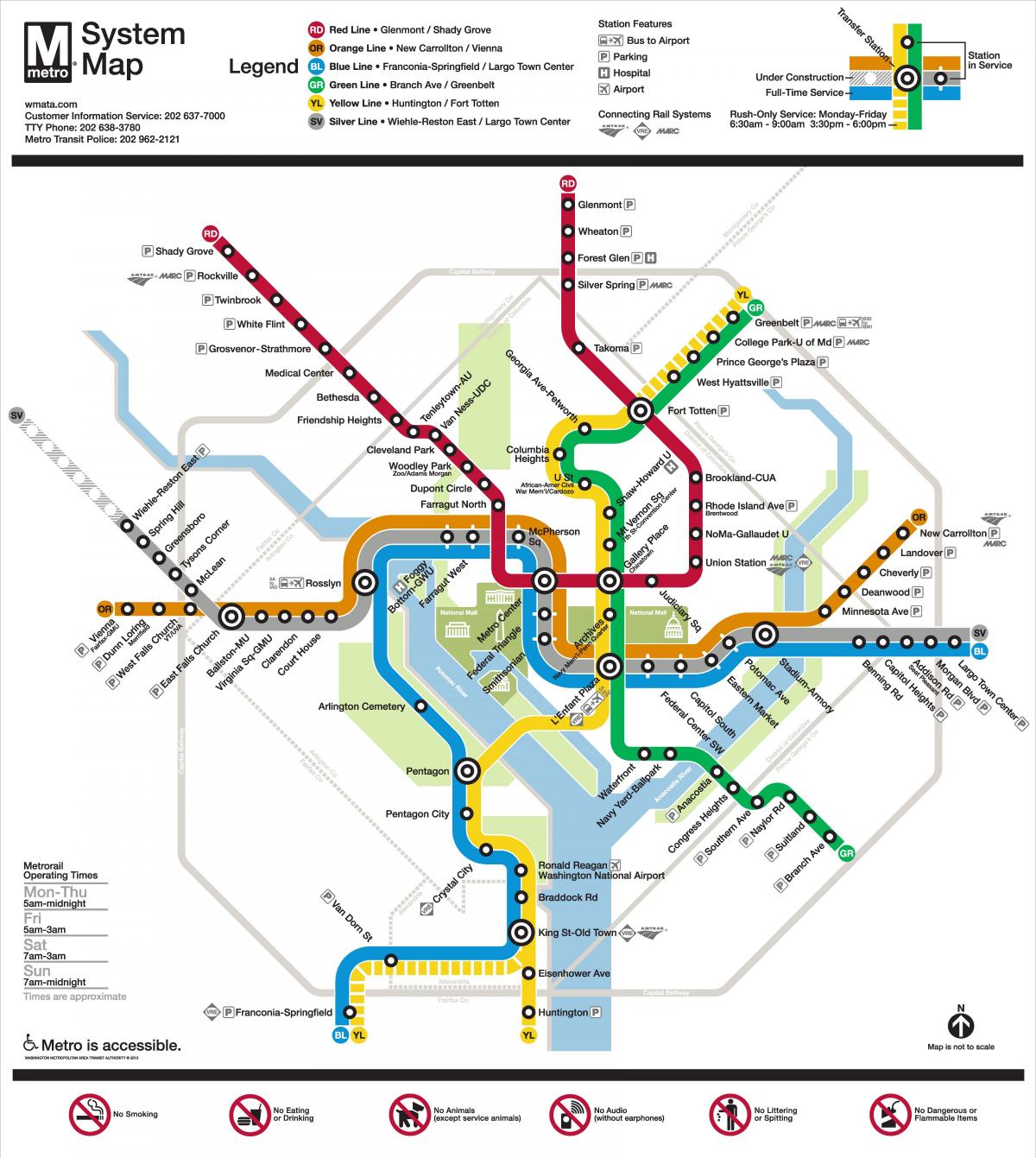 washington dc mapa metro de prata en liña