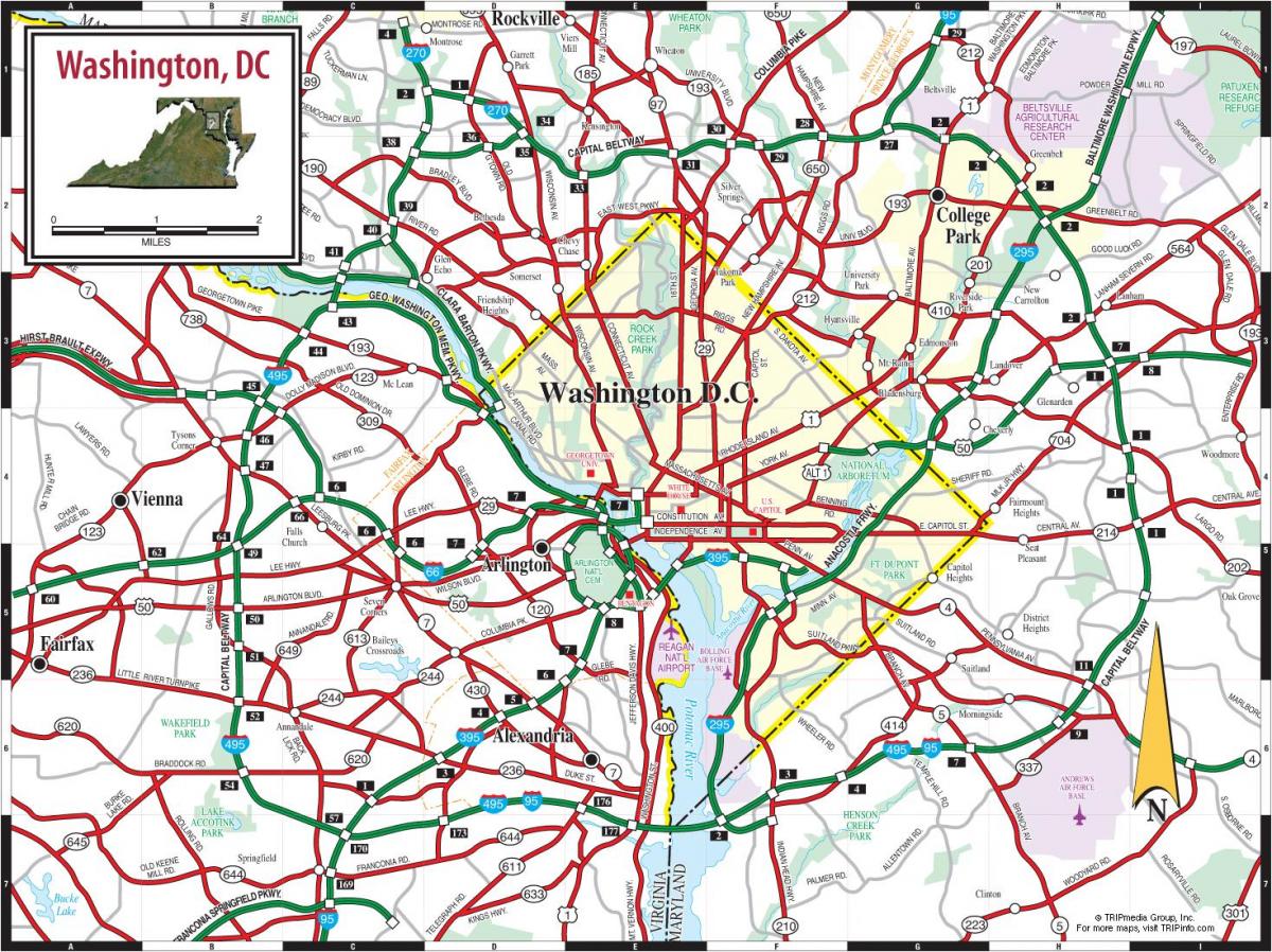 washington dc metro mapa rúa de superposición