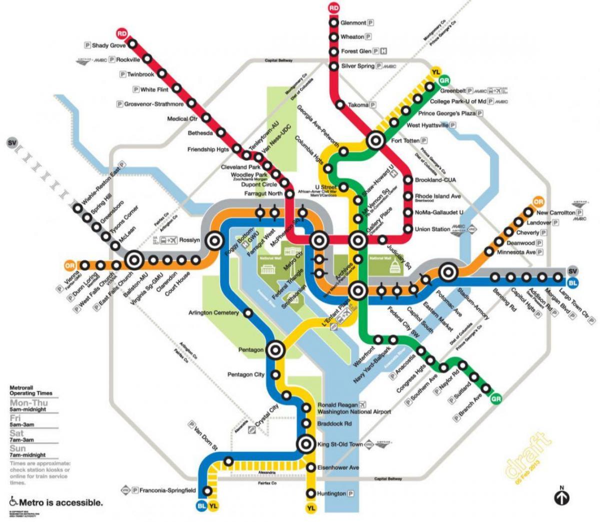 washington dc metro ferroviario mapa