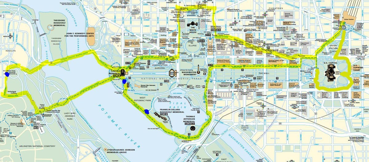 mapa de dc monumentos á noite
