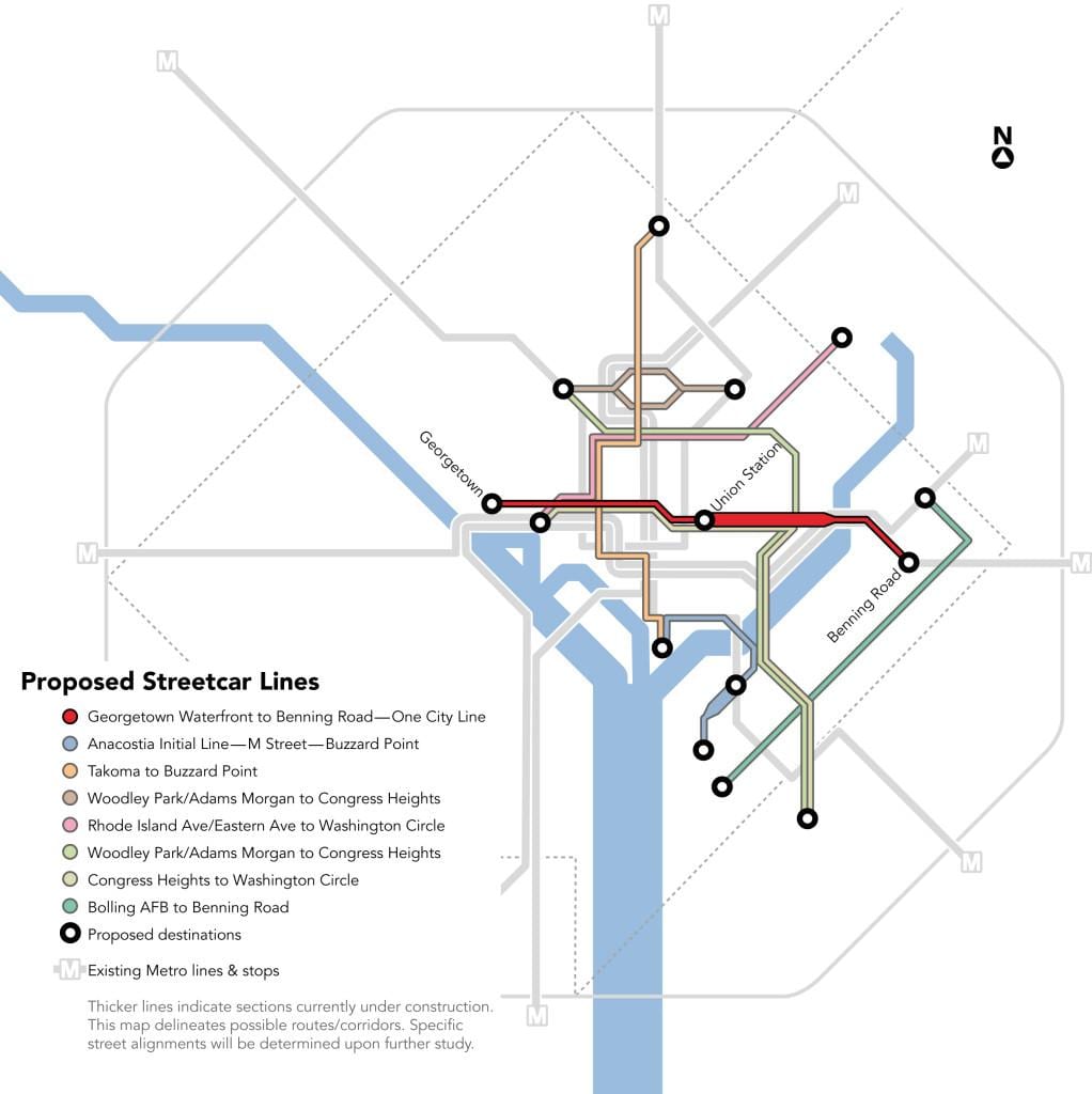 washington dc tranvía mapa