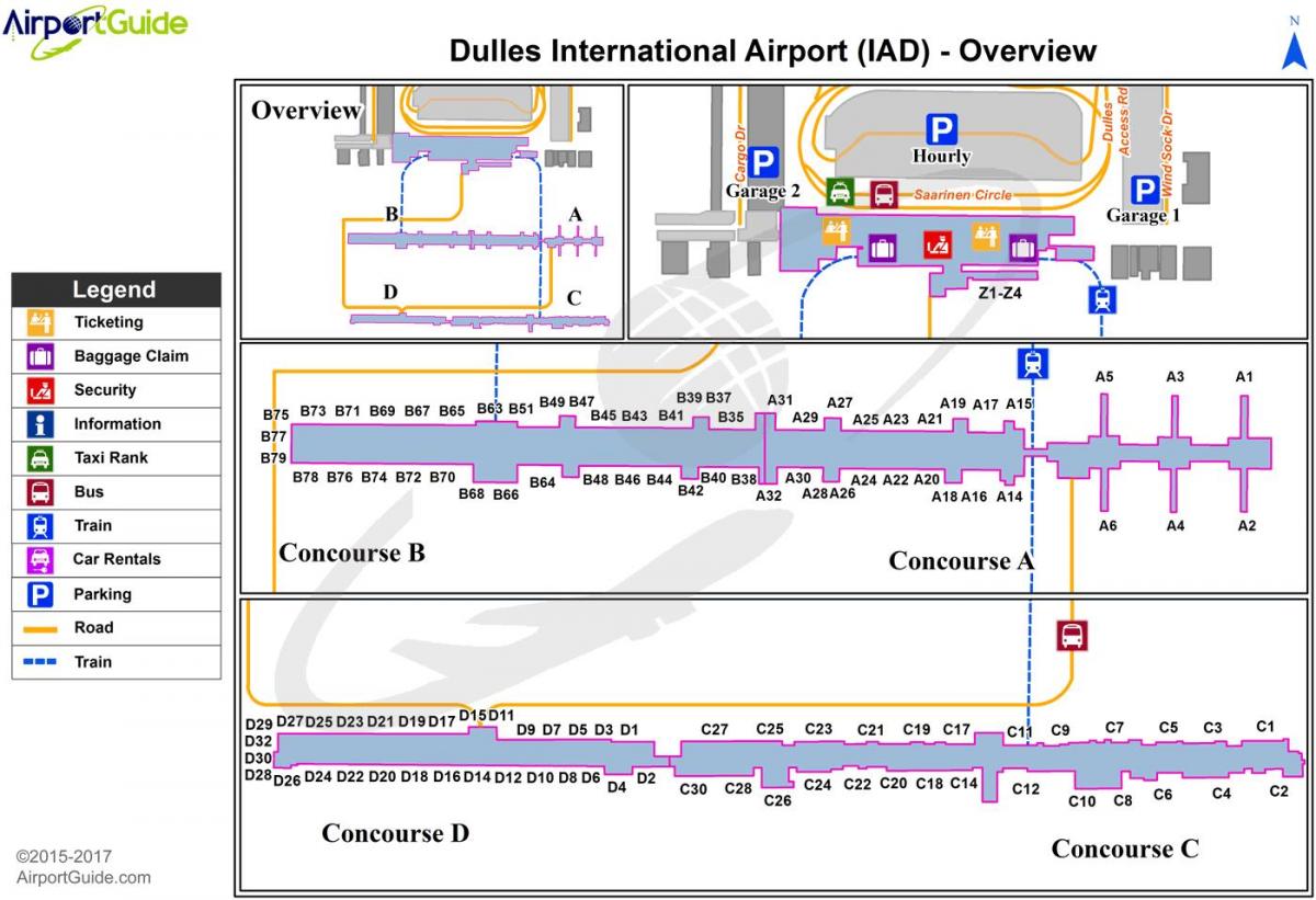 dulles aeroporto terminal mapa
