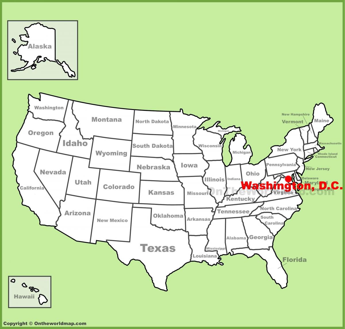 washington dc situado estados unidos mapa