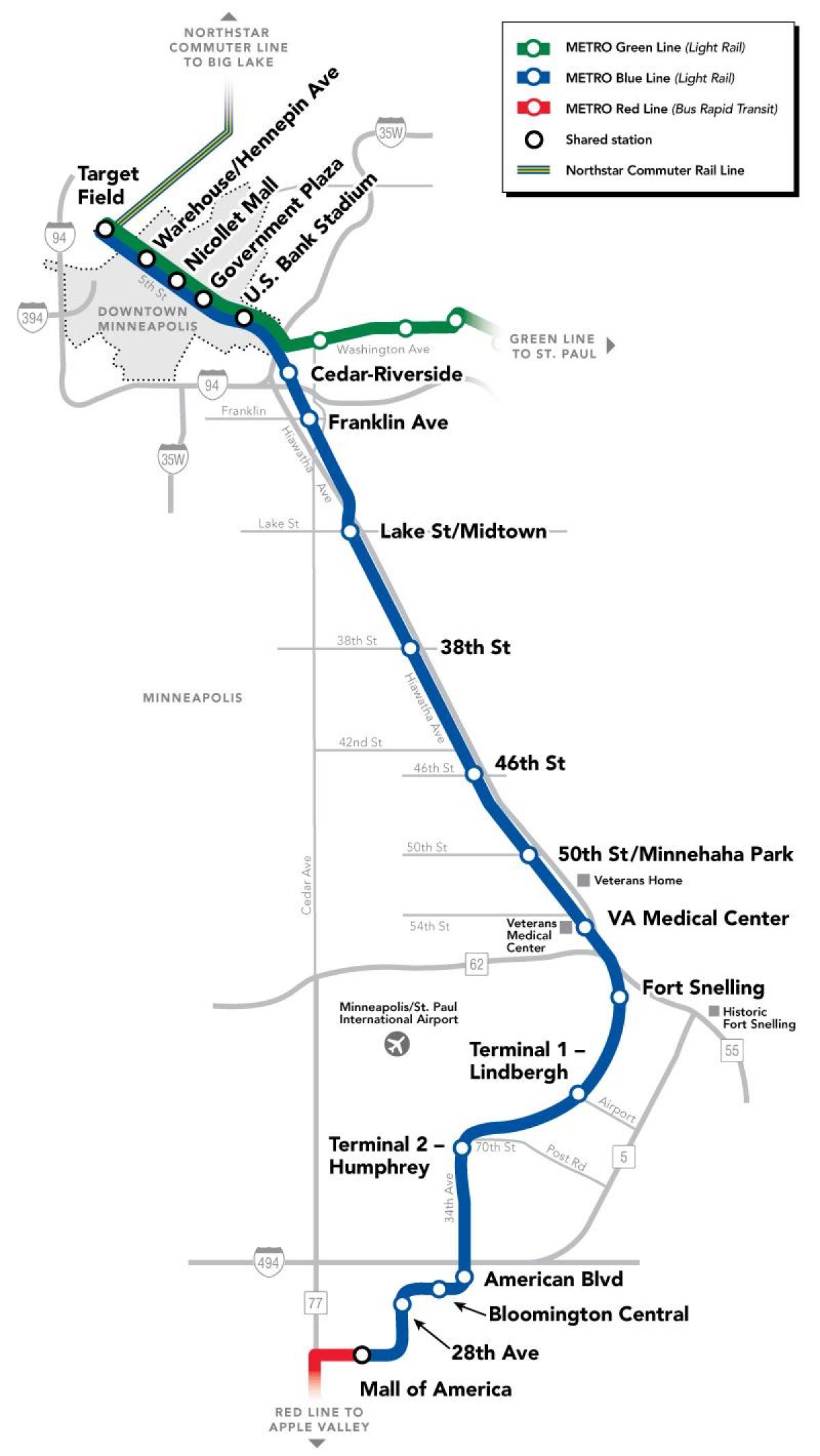 liña azul dc metro mapa