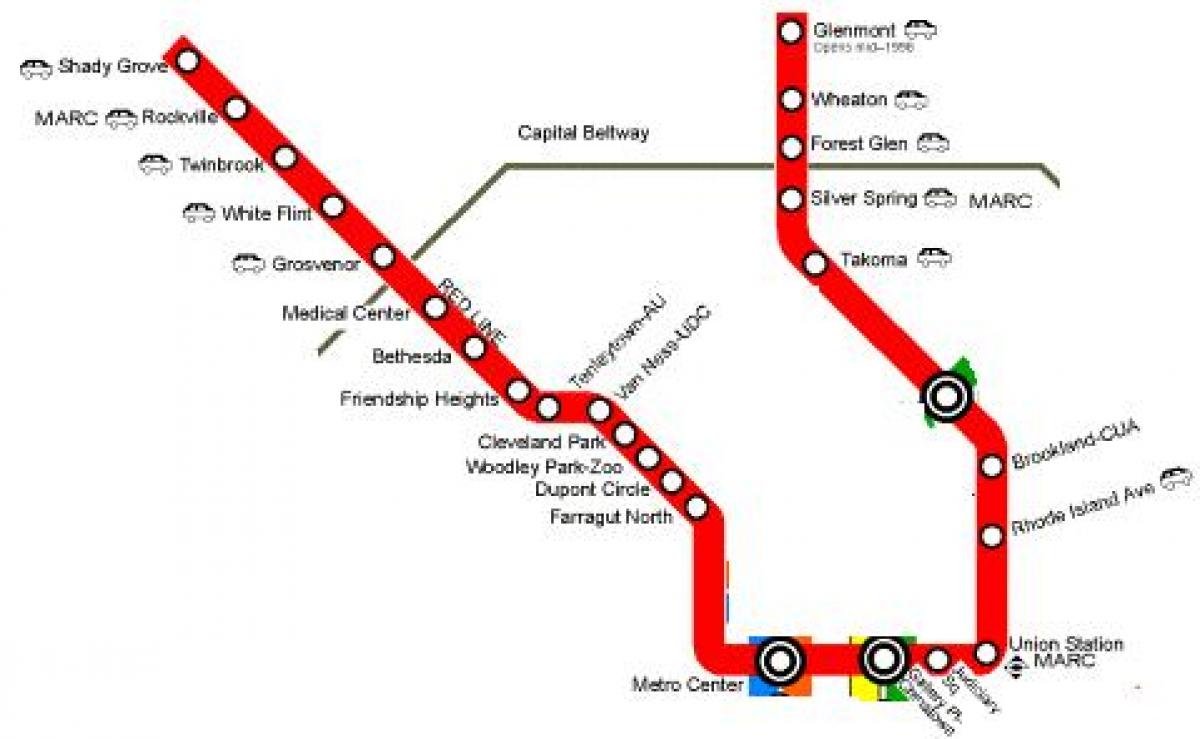 washington dc metro liña vermella mapa
