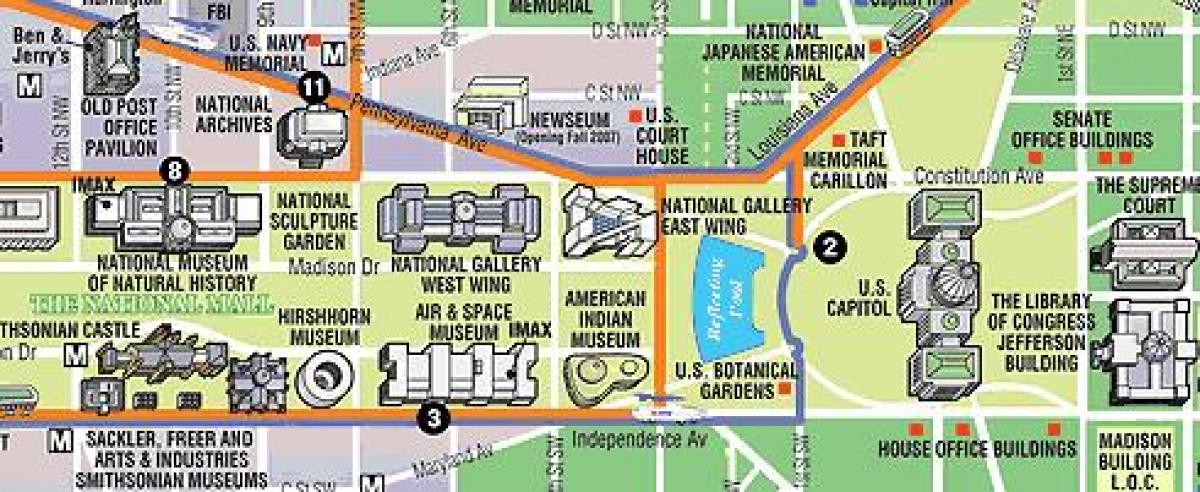 mapa de washington dc museos e monumentos