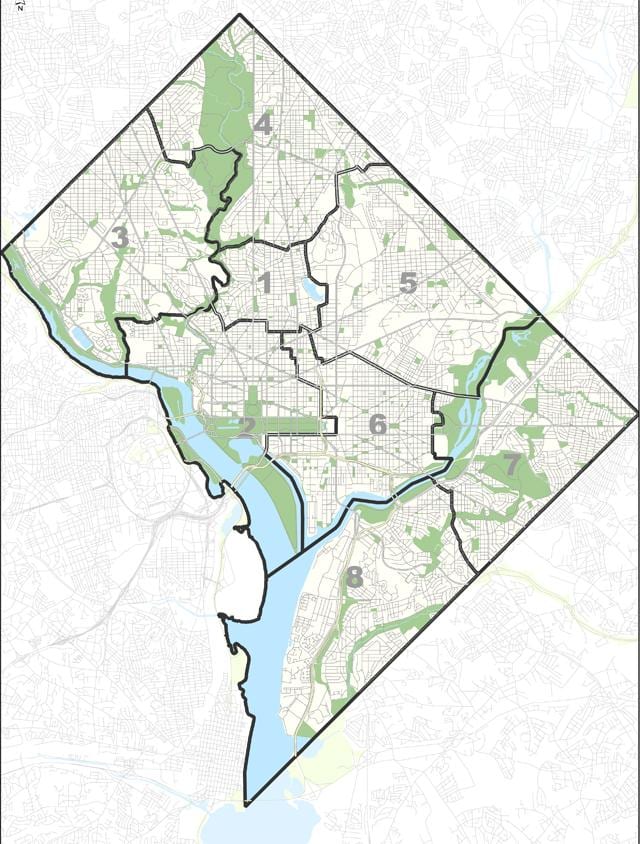 mapa de washington dc aparcamento gratuíto