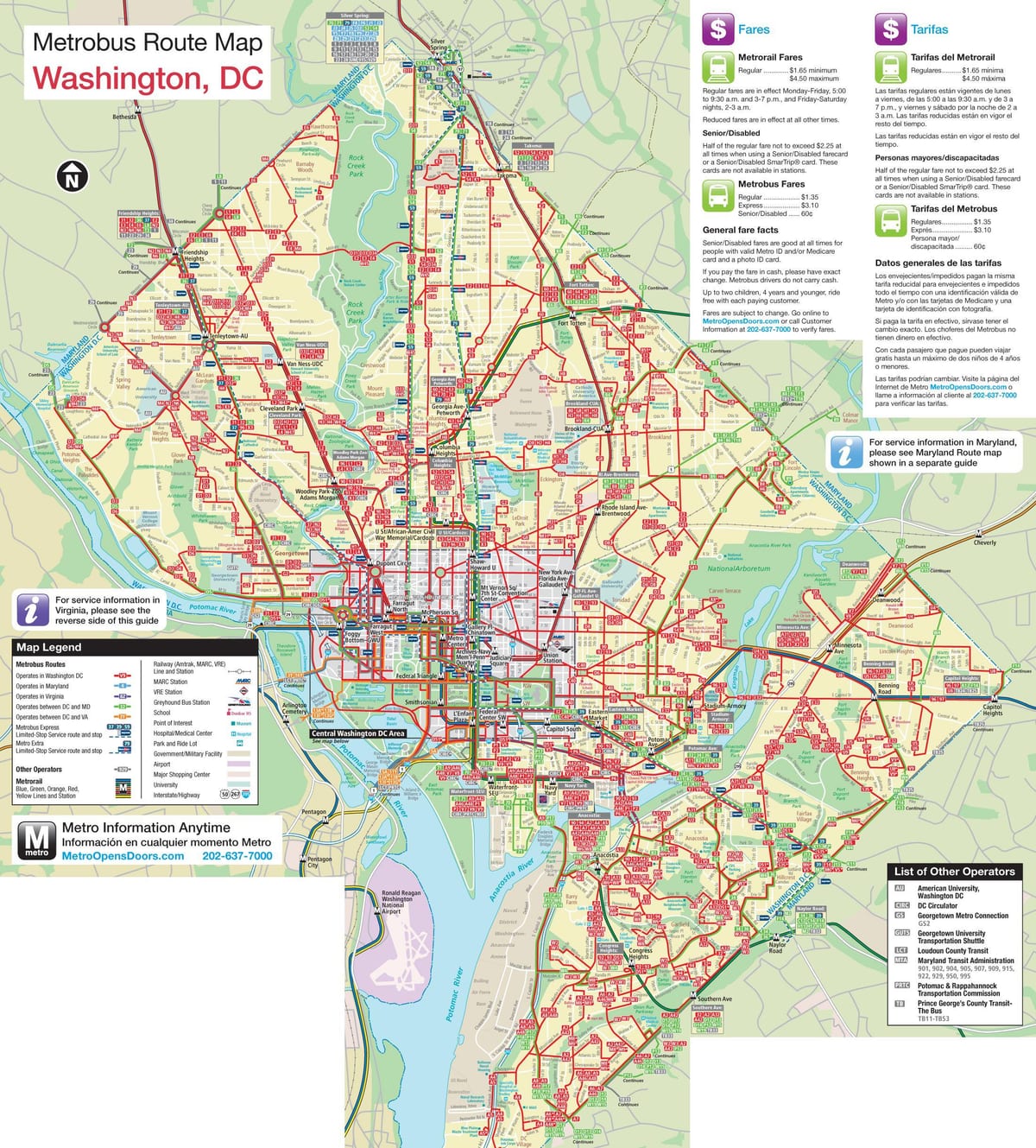 washington autobús mapa