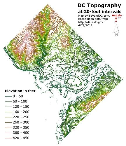 dc elevación mapa