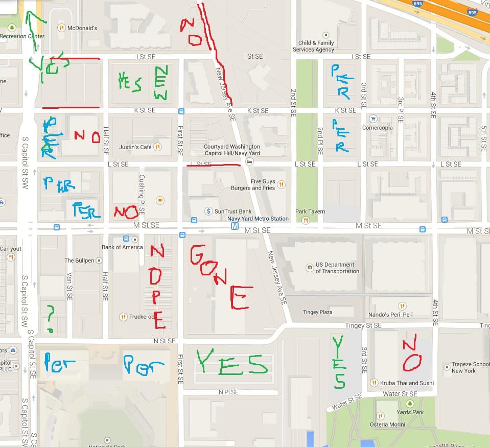 mapa de washington dc hándicap de aparcamento
