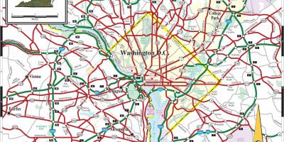 Washington dc metro mapa rúa de superposición