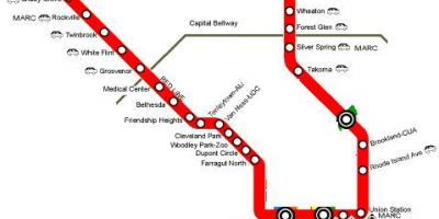 Washington dc metro liña vermella mapa