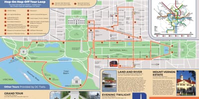 Washington dc hop on hop off ruta de autobús mapa