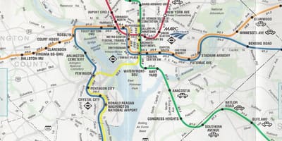 Washington dc rúa mapa con estacións de metro