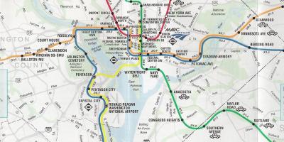 Washington dc rúa mapa con estacións de metro